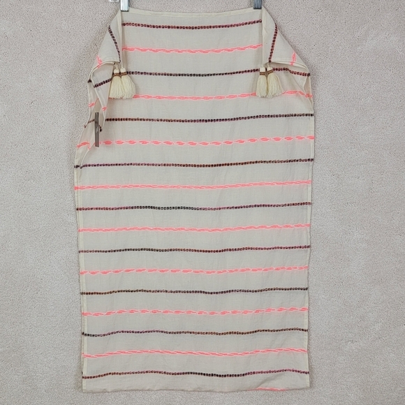 J. Jill Multi Color Cream Textured Striped Bohemian Scarf Made In India NEW - Picture 5 of 8